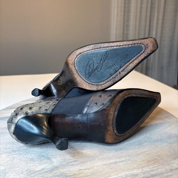 Donald J Pliner Gray Leather Faux Ostrich Embossed Pointed Toe Pumps Size 7.5 - Picture 14 of 14